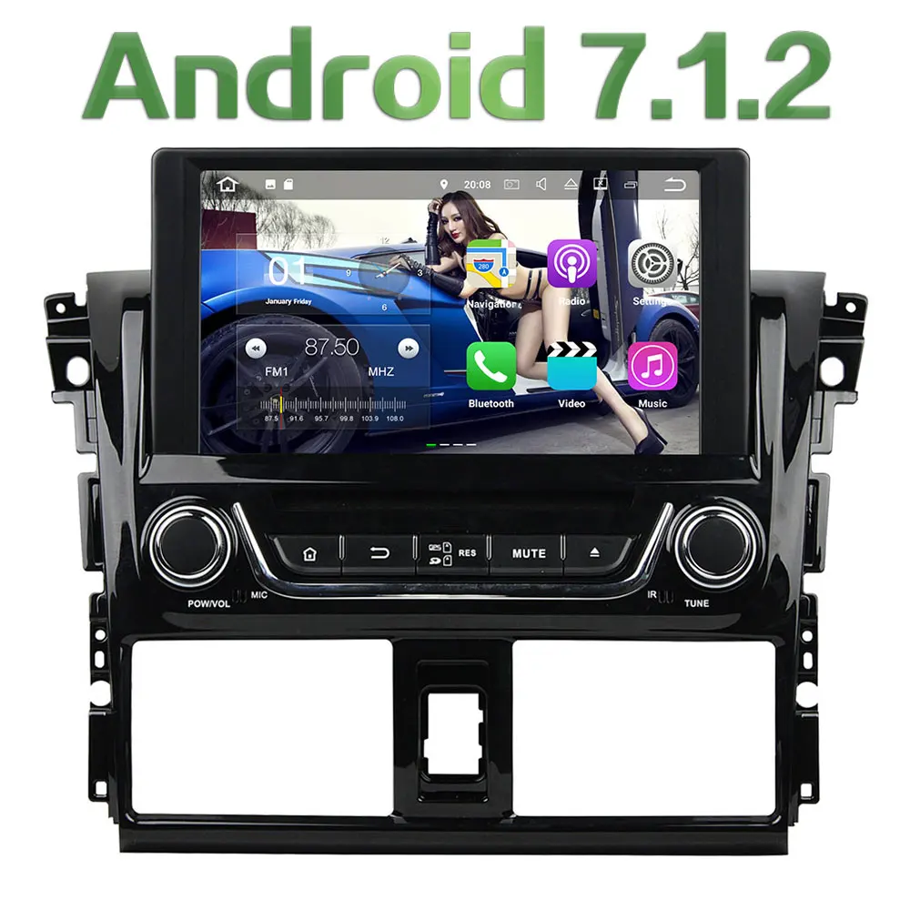 

8'' Quad Core Android 7.1 2GB RAM 4G DAB+ Wifi Multimedia Car DVD Player Stereo Radio GPS Navi Screen for Toyota Yaris 2014 2015