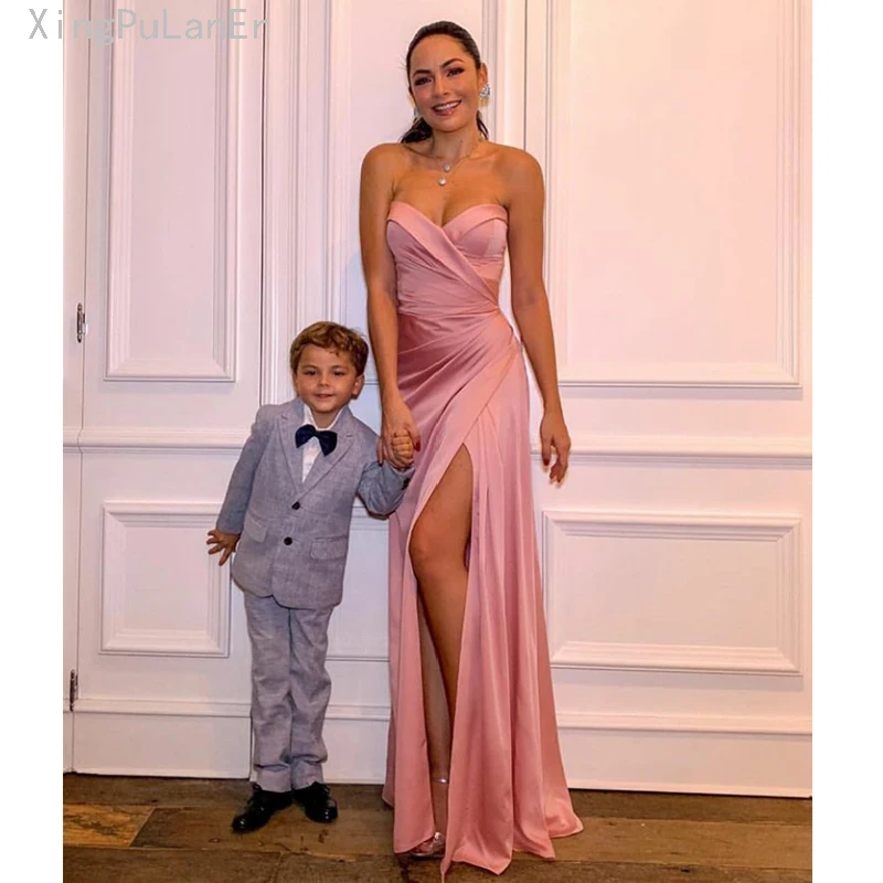 

Mermaid Sweetheart High Split Side Slit Long Pink Sexy Evening Dress 2019 Prom Gowns Evening Party Gown vestidos de fiesta