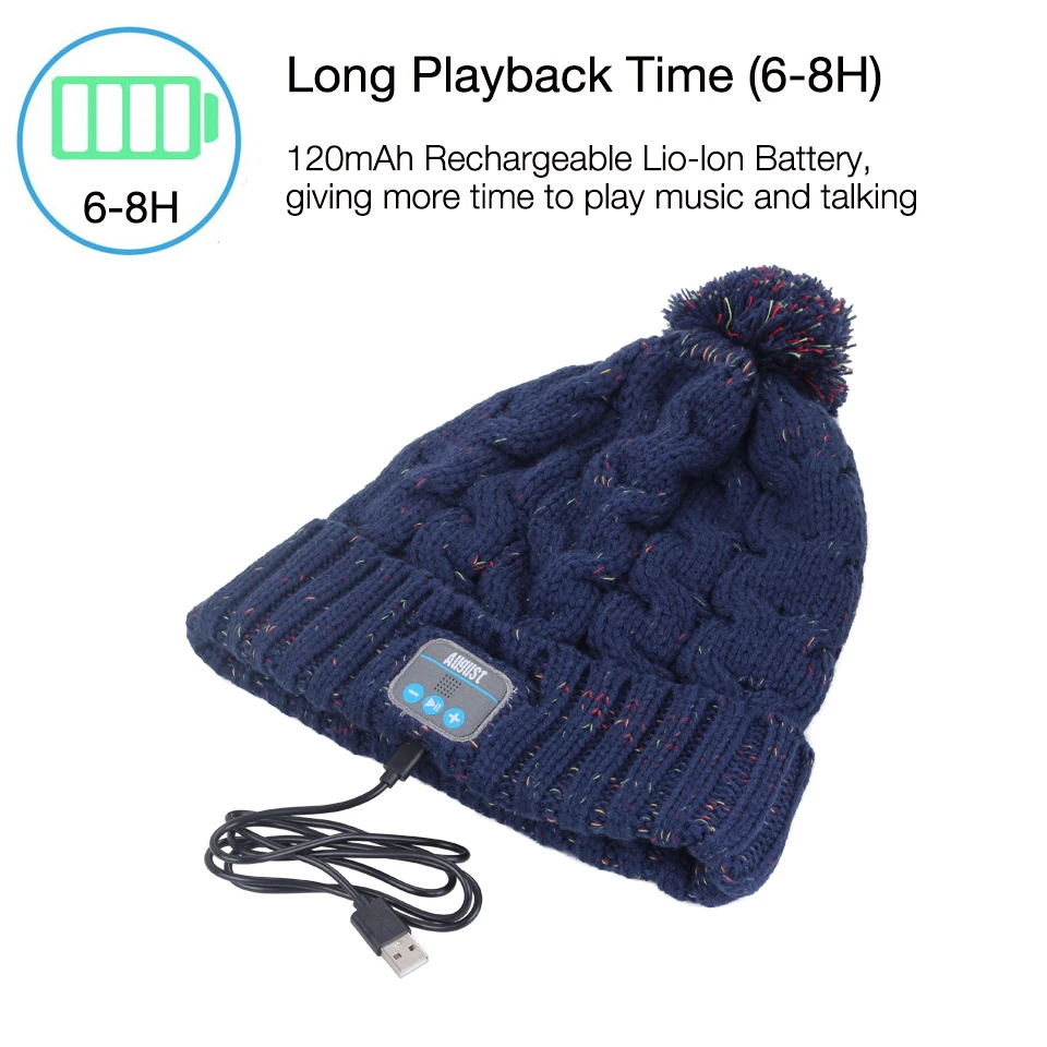 August EPA30L Rechargeable Bluetooth Beanie Hat