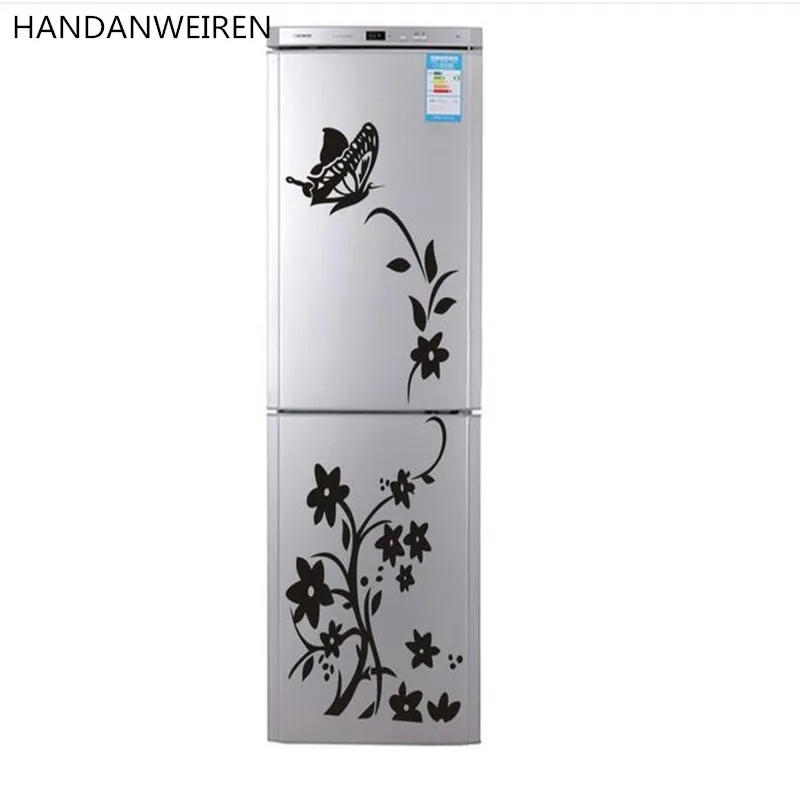 

HANDANWEIRAN 1 Pcs DIY Butterfly Vine Black Green Wall Sticker Refrigerator Sticker Home Decoration Art Mural For Kitchen