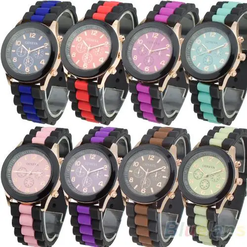 2018 популярный бренд класса люкс для женщин Полосатый силиконовый ремешок наручные кварцевые аналоговые спортивные часы женские часы relogio