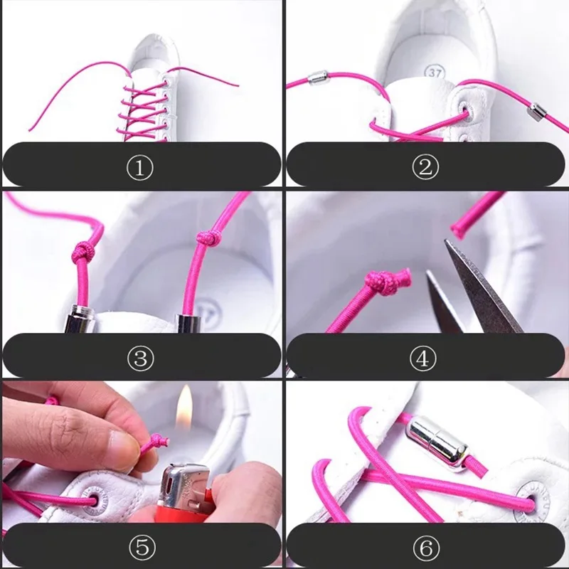 Новые Светоотражающие эластичные шнурки без завязок, шнурки с металлическим наконечником, круглые удобные шнурки с быстрым замком, шнурки для обуви унисекс