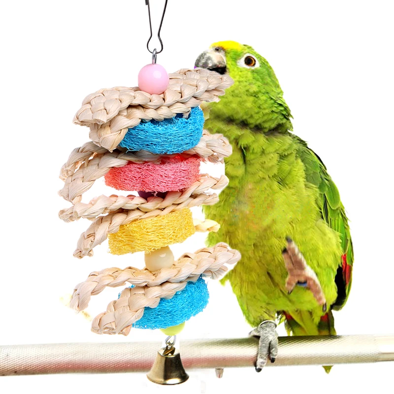 

Pet Bird Parrot Parakeet Budgie Cockatiel Cage Chew Bites Swing Toys Hanging Toy Random Birds Toys