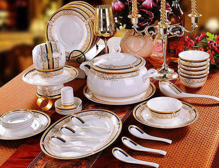 font b Quality b font gold rim ceramic dinnerware set 56 piece china font b