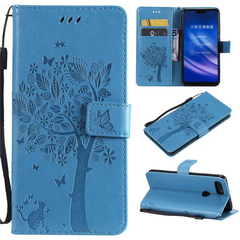 Magnetic PU Leather 3D Embossed Cat Tree Wallet Case For Xiaomi 8Lite Flip Wallet Phone Case Cover For Xiaomi 8Lite Case Coque (10)
