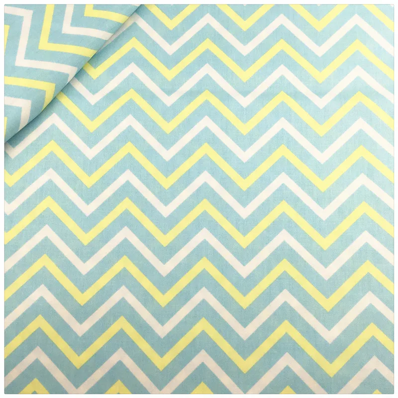 

Cotton fabric tissue high quality tecidos DIY sewing craft cloth fabric for patchwork quilts yellow white blue wave printing