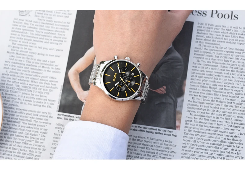 DOM Relogio Masculino Для мужчин часы Роскошные известный бренд Мужская Мода Повседневное часы военные Кварцевые наручные часы M-635