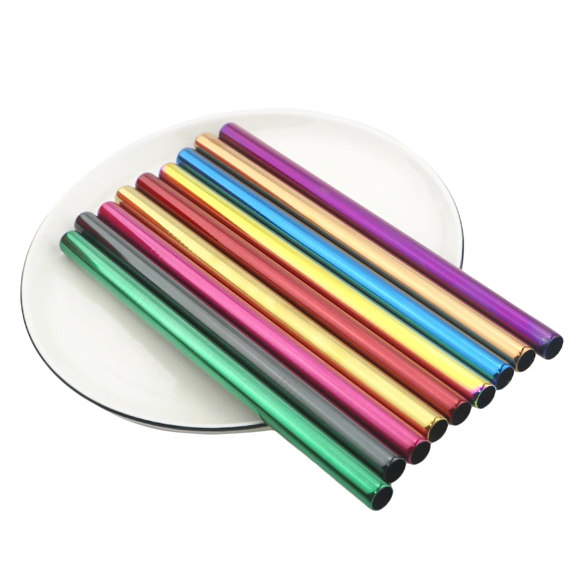 

Colorful Metal Straw Reusable 304 Straws Set Stainless Steel Drinking Straw Extra Wide Pearls Milkshake Straw with Cleaner Brush