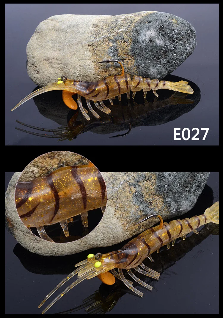 Le-Fish Новинка 2 шт./партия Мягкая приманка с запахом креветки искусственные креветки светящиеся глаза цвета Мягкая бионическая приманка с крючок с грузилом