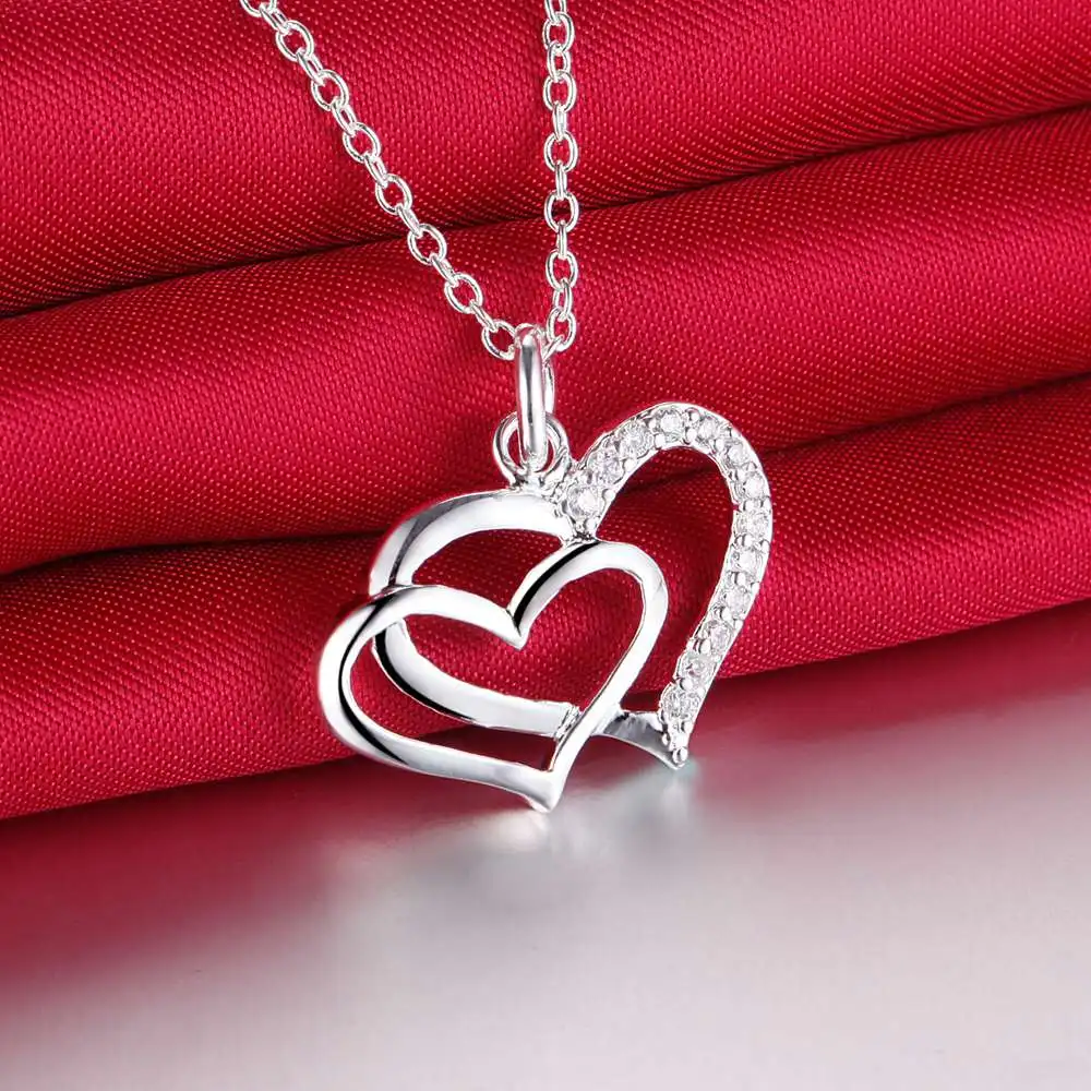delicate love heart sterling silver jewelry Necklace New Sale silver necklaces & pendants
