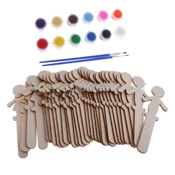 

32pcs Rustic Unfinished Boy Girl Woman Men Wooden Dolls Sticks Kids Toy Cake Topper Art DIY Craft Wedding Favor