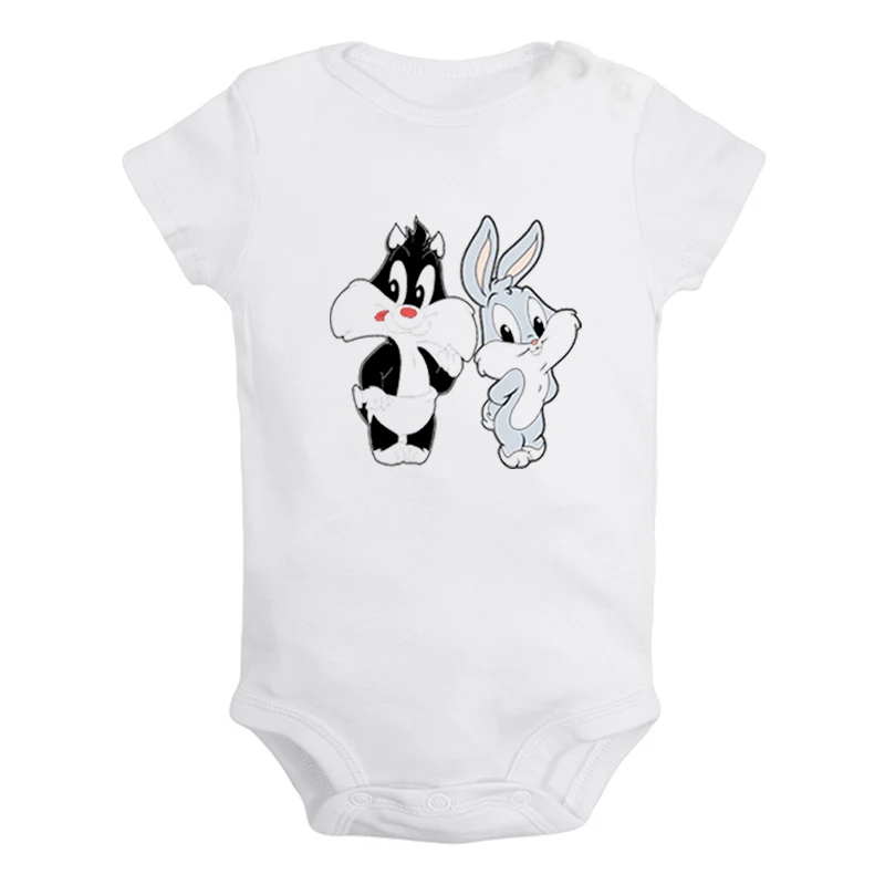 JaBaby1185WD Милый кролик Багз Банни и Черный кот высокомерная утка дизайн комплекты одежды для новорожденного комбинезон с принтом для младенцев - Цвет: JaBaby1185WD