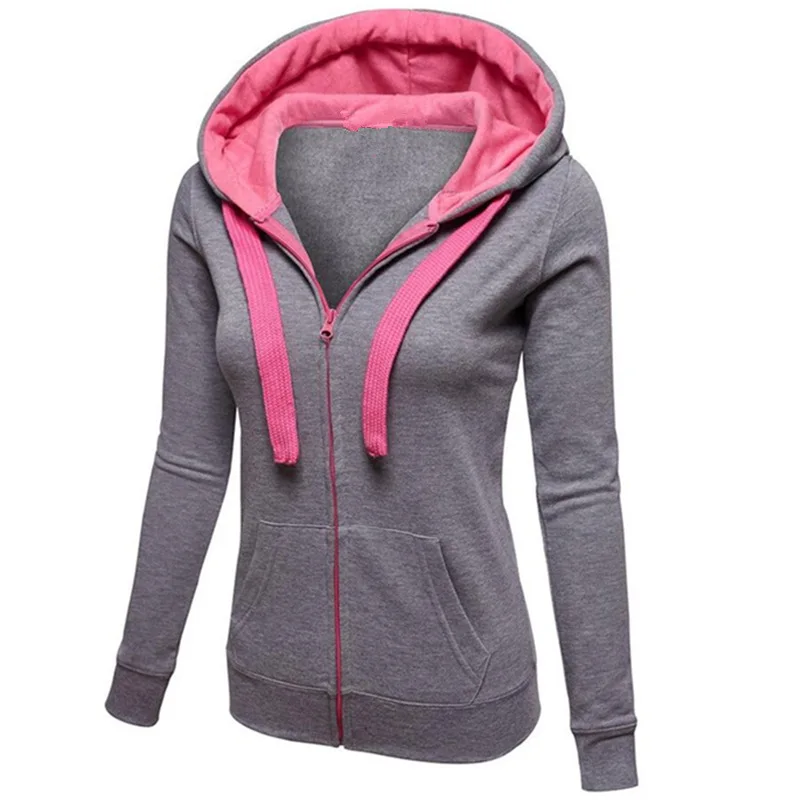 Women Cozy Hoodies Sweatshirt Outerwear Pocket Zipper Up Long Sleeve ...