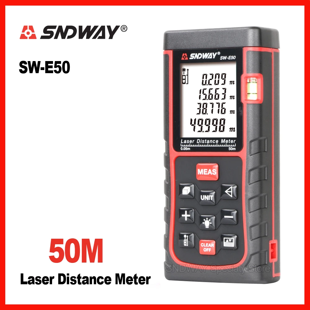 

Sndway Genuine SW-E50 Handheld laser range finder distance tape measure roulette meter trena rangefinder 50m ruler tool