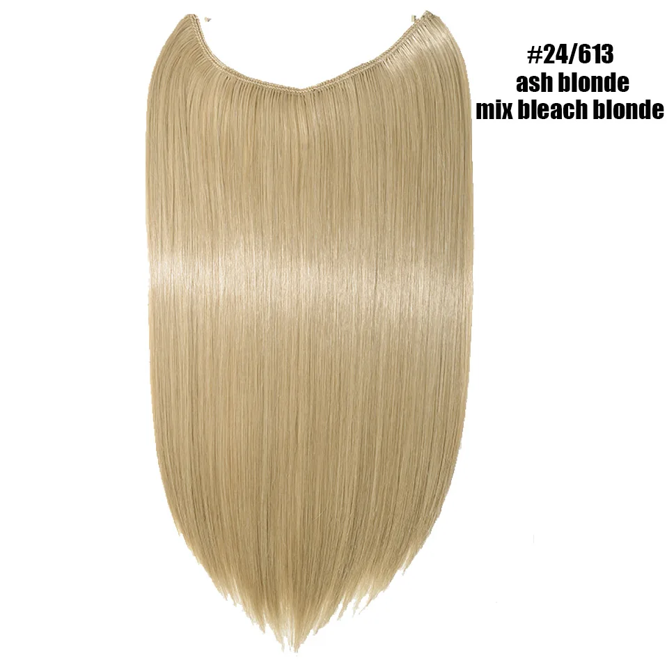 S-noilite длинные волнистые рыбий линии шиньоны невидимая проволока без зажимов в одном куске синтетические волосы для наращивания поддельные волосы для женщин - Цвет: 24-613