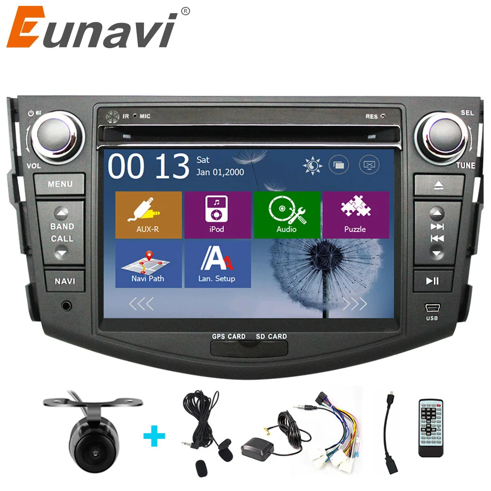 

Eunavi Car DVD Player 2Din Car Radio For Toyota RAV4 2006 2007 2008 2009 2010 Steering Wheel control Touch screen GPS Navigation