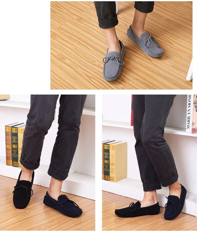 Mens Leather Casual Shoes Leather Shoes Men Loafers Suede Slip-On Boat Shoe Luxury Mens Loafers Leather Big Size 11 Driving Shoe (10)