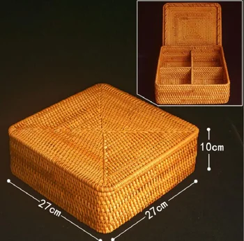 

Desktop Handmade Weaving Round Storage Basket Fruit Dish Rattan Bread Basket for Kitchen Food Picnic Bread Sundry Mini Container