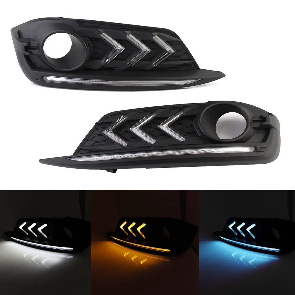

NOVSIGHT Auto Car LED DRL Driving Daytime Running Fog Light Turn Signal White Yellow Blue for Honda Civic 10th 2016-2017 D20