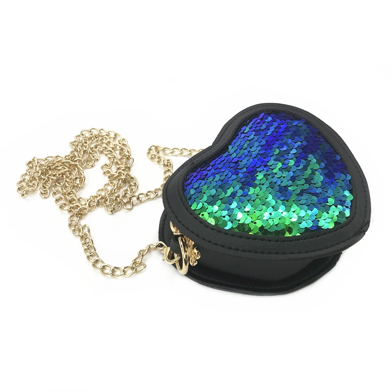 

Adorable Smile Kids Sequin Lovely Heart Purse Baby Girls Mini Mermaid Shoulder Bag