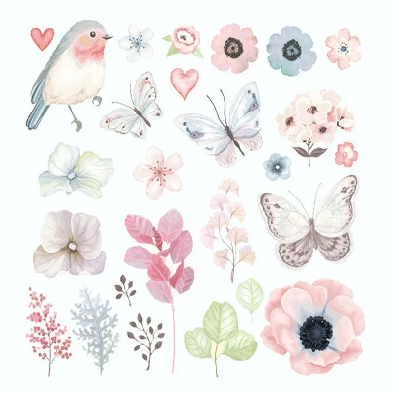 

Fine Flower Bird Heat Transfers Iron On Patches For T-shirt DIY Craft Stickers Applications For Clothes Decorative Appliques