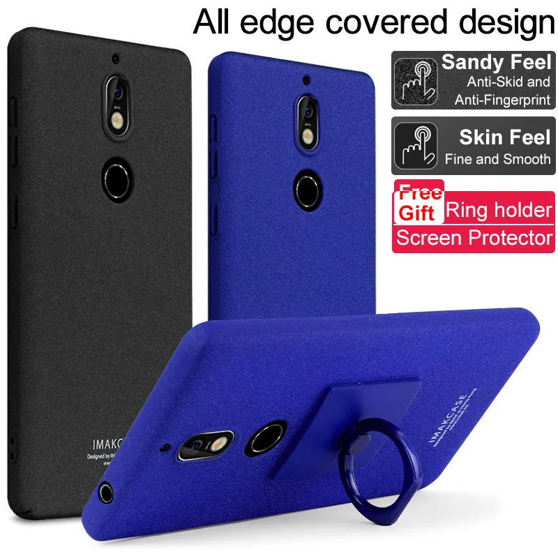 

IMAK Case For Nokia 7 Case Contracted Frosted Matte Cowboy Quicksand Cover Case +Ring Holder+Screen Protector For Nokia 7 Coque