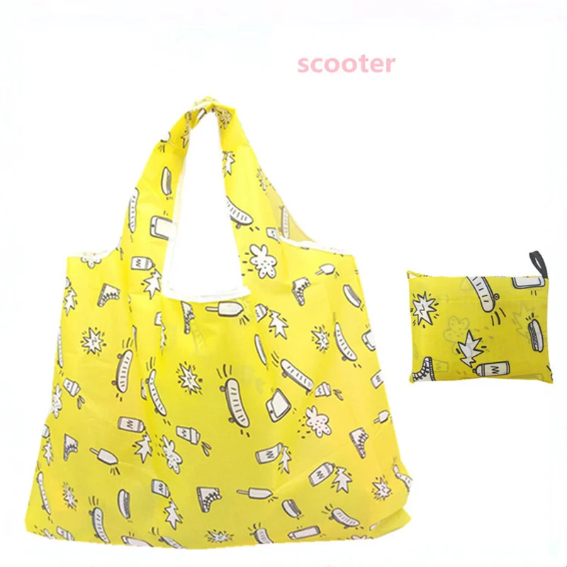 

Printed folding shopping bag reusable waterproof tote bag European and American popular multi-purpose polyester cloth bag