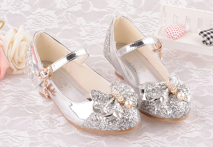 ULKNN/обувь на высоком каблуке для девочек; сезон осень; модная обувь с бантом и кристаллами; обувь принцессы на высоком каблуке; детская обувь для учащихся