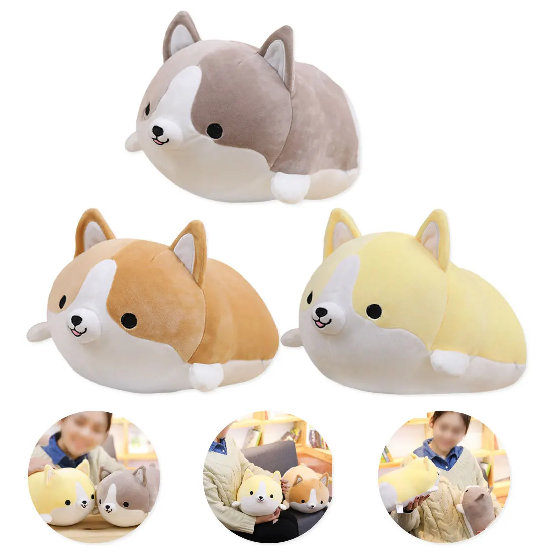 

35/45/60cm Cute Corgi Dog Plush Toy Stuffed Soft Animal Cartoon Pillow Lovely Christmas Gift for Kids