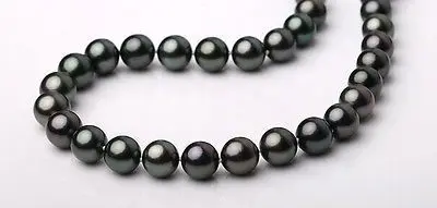 

HOT## Wholesale FREE SHIPPING Noble 18"9-10mm natural tahitian genuine black round pearl necklace 38896