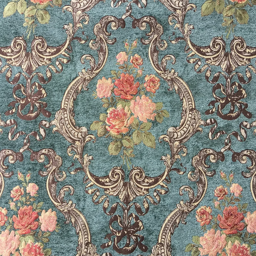 Deluxe Dark Grün Blume Dicken Polyester Rayon Chenille