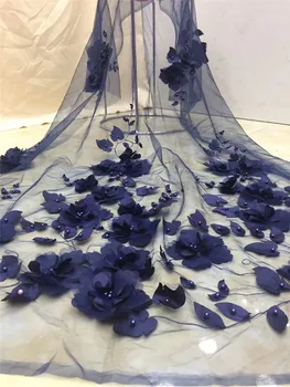 

High Quality YG-596 Embroidery Textile Lace Fabric 3d flower African French Lace Fabric for party dress