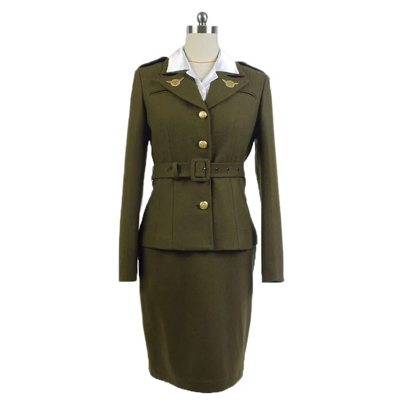 Costume cosplay dell'agente Peggy Carter, set completo per adulti, 2 colori, per Halloween, feste di Natale, costumi per uomini e donne