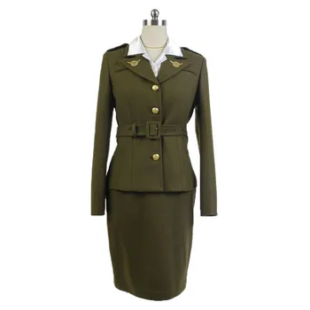 Costume cosplay dell'agente Peggy Carter, set completo per adulti, 2 colori, per Halloween, feste di Natale, costumi per uomini e donne