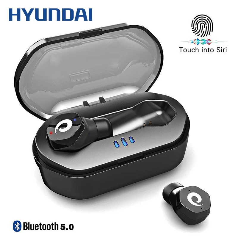 Kopen HYUNDAI TWS Echte Draadloze Touch Control Waterdichte Fitness Running Oordopjes Echt Bluetooth Oortelefoon met Opladen Doos Noise