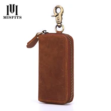 Crazy Horse, кожаные кошельки для ключей, для мужчин и женщин, сумка для ключей от машины, модная ключница, на одной молнии, многофункциональный держатель для ключей