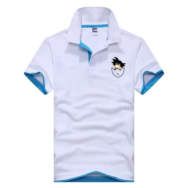 High Quality Men’s Casual Polo Shirt Fake Bag Dragon Ball Print Short Sleeve Camisas Masculinas Polo Tops Tee Shirt Wholesale