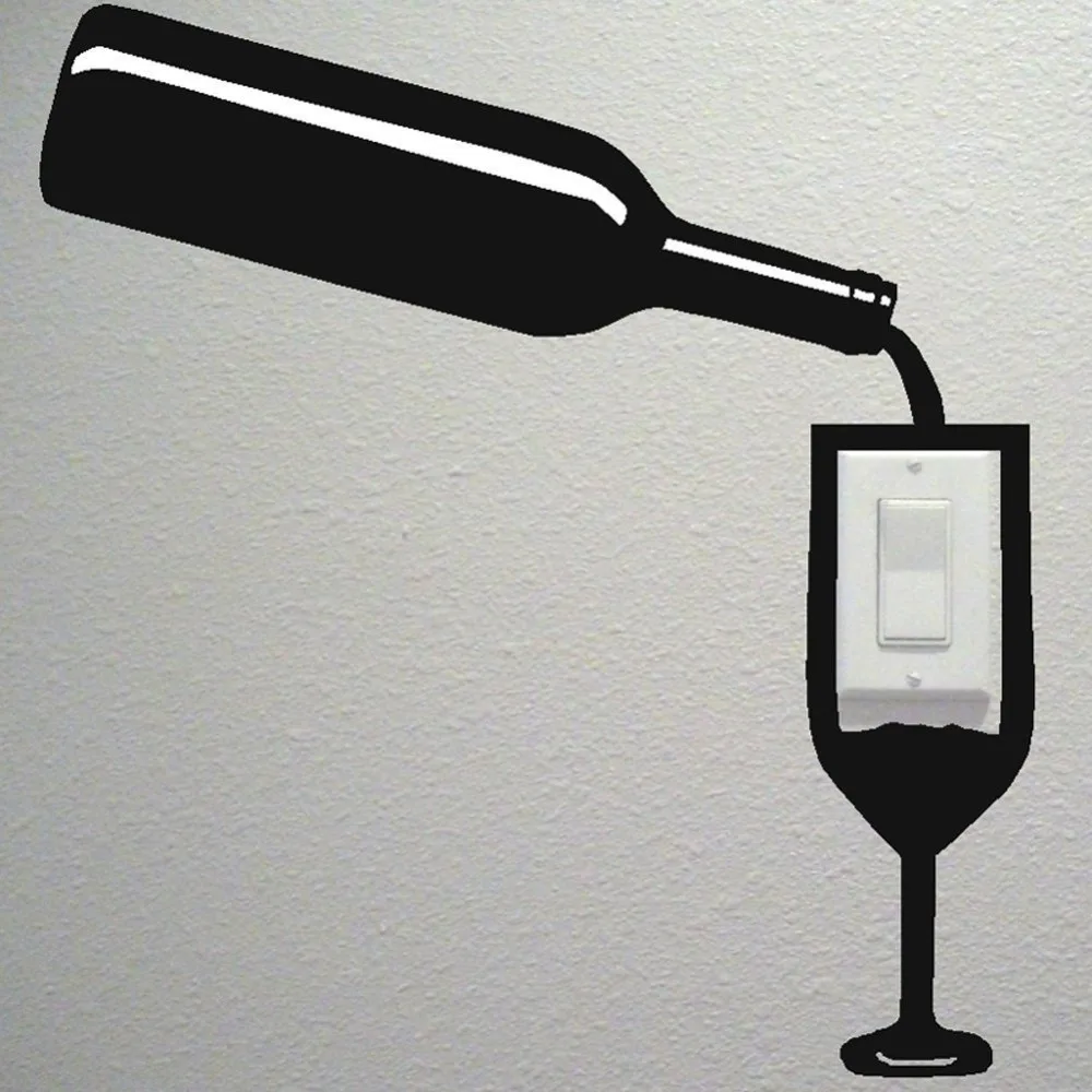 

Removable Cute Red Wine Cup Switch Sticker Vinyl Decal Home Decor Decals DIY Home Decoration Art Wall Sticker Free Shipping BB-7