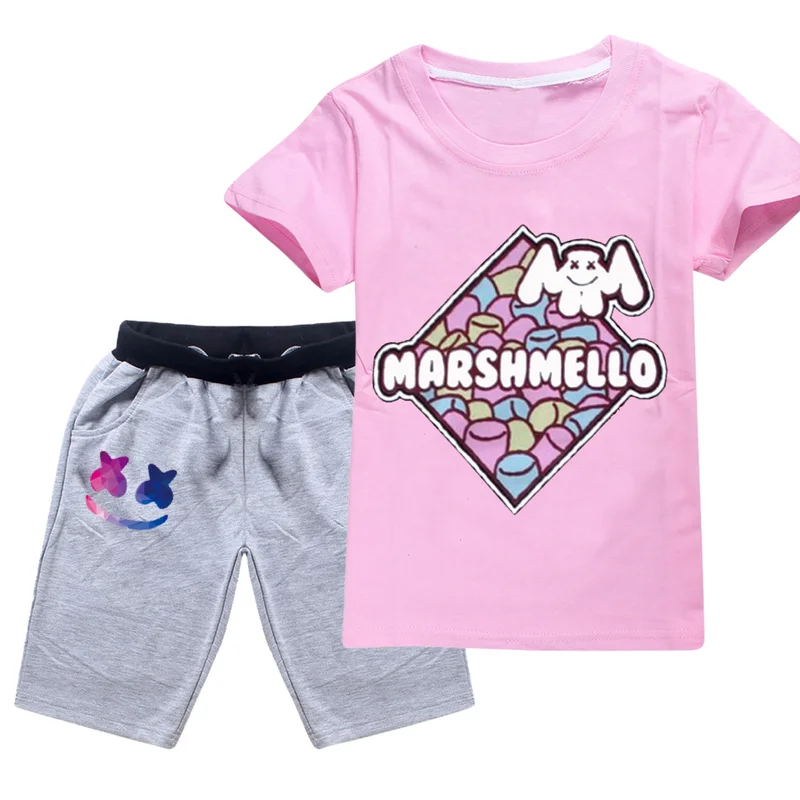 

Marshmello Children Clothing Sets Baby Kids Clothes Summer Short Sleeve Tracksuit Sport Suits Costume for Kids Clothes