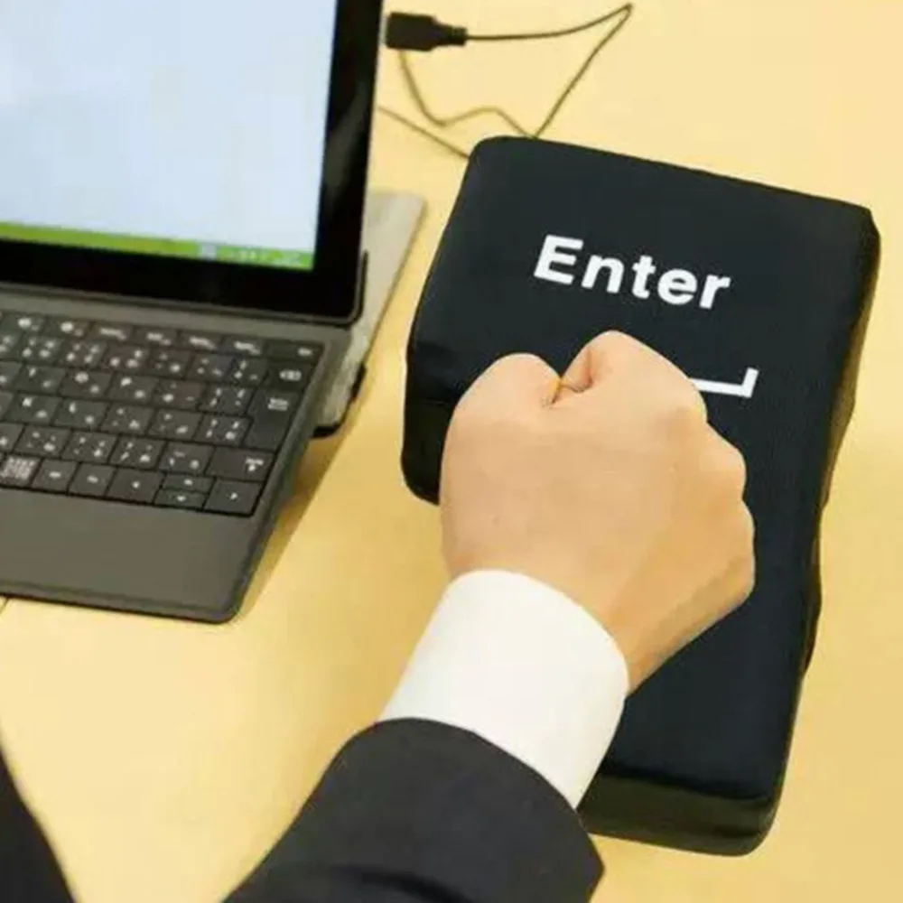

Supersized USB Enter Key Pillow Desktop Nap Pillow Stress Relief Tool for Home Office Computer Laptop Sponge Pad Novelty Gift