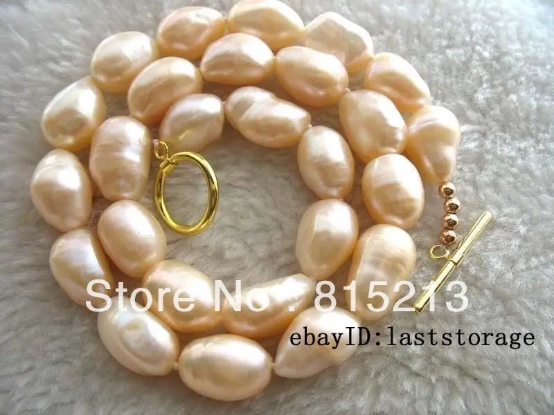 

ddh00830 BIGGER!freshwater pearl pink baroque 13-15mm necklace