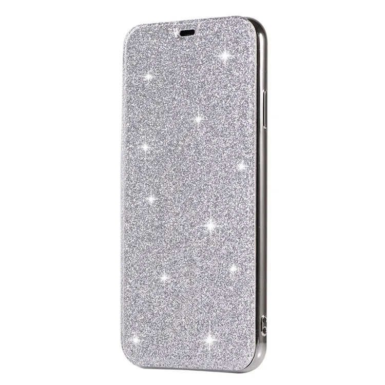 Bling Блеск кожаный флип чехол для iPhone Xs Max XR X прозрачная задняя чехол для iPhone 5 5S SE 6 6 S 7 8 плюс Слот карты бумажник - Цвет: Silver