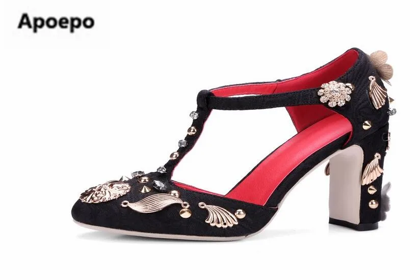 Retro mary janes shoes crystal high heels pumps wedding shoes women round toe dames schoenen 2018 summer sandals black red shoes цена Retro mary janes shoes crystal high heels pumps wedding shoes women round toe dames schoenen 2018 summer sandals black red shoes цены онлайн