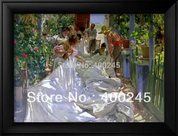 

Handmade Canvas art modern oil paintings Spanish Impressionism Figures Mending the Sail by Joaquin Sorolla y Bastida Painting