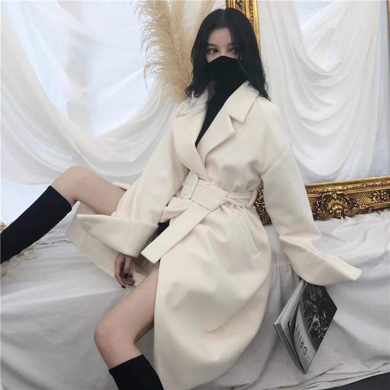 De Section À 1 Femme Version Avec Était Hiver Envoyer Mince 2018 Taille Coréenne La 2 Longue Ceinture Veste Nouvelle nwI6p0