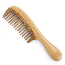 Handmade Natural Green Sandalwood Hair Combs - Anti-Static Sandalwood Scent Natural Hair Detangler Wooden Comb (Wide Tooth) green sandalwood combed wooden head neck mammary gland meridian lymphatic massage comb wide teeth comb