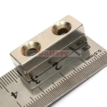 

10 Pcs Lot N35 Strong Block Magnet 30x10X5mm Rare Earth Neodymium 2 Countersunk 4mm Hole