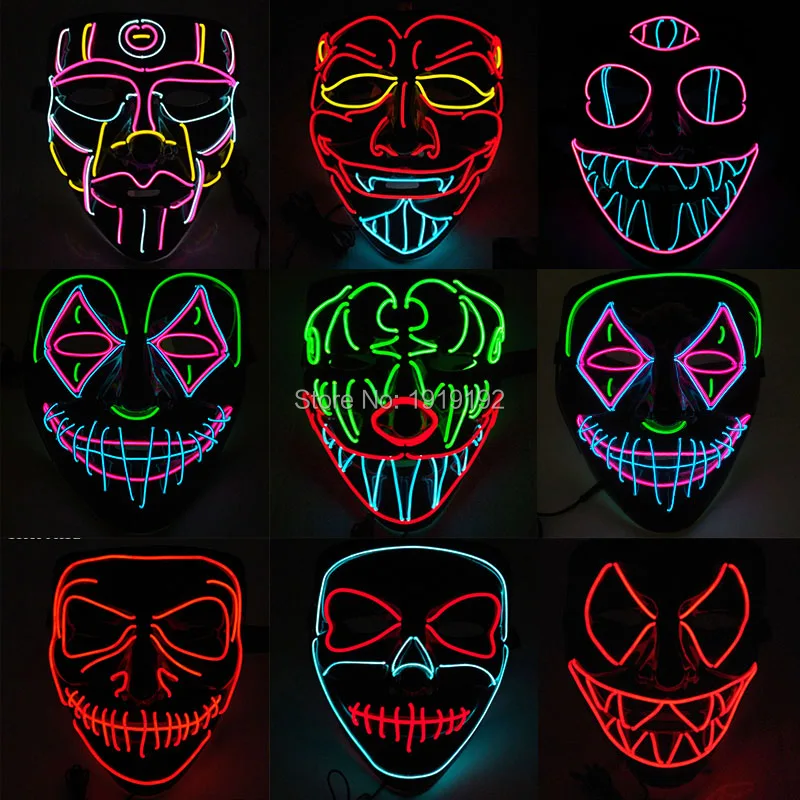

Terror with blood Predator Mask Scary Party Mask for Halloween Luminous Masquerade Dancing Carnival Glow Party Supplies