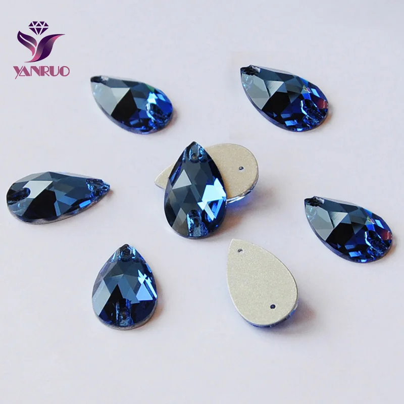 

Sapphire 3230 Drop 7x12 10.5x18 13x22 17x28mm Sew On Rhinestones Sewing Crystal Flat Back Rhinestones 2 holes Pear Stones Beads