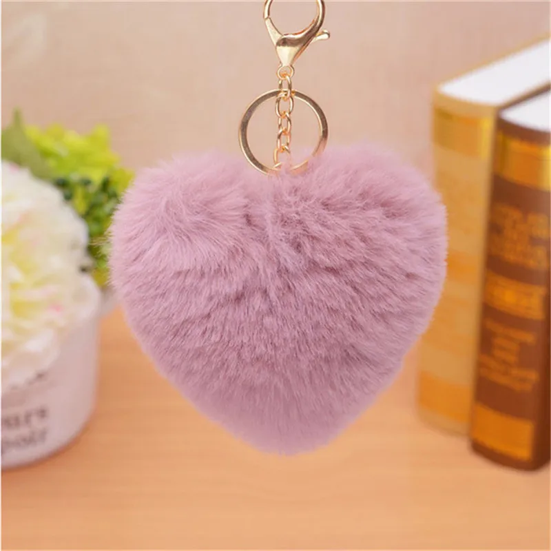 Unicorn Heart Shape Pompon Fluffy Plush Soft Keychain Pendant Toy Animal Charm Cute Plush Keychain Gift